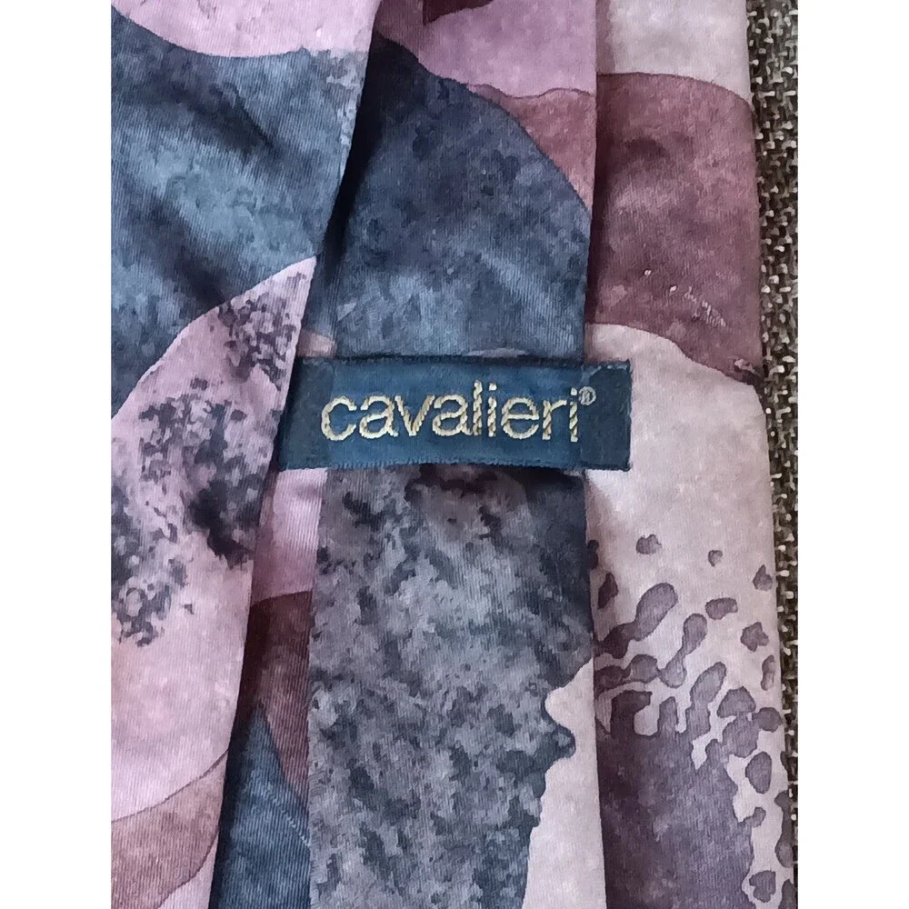 Tie 70s 80s 90s Y2K Mens Cavalieri Pink Blue 3.5 Wide 56 Long